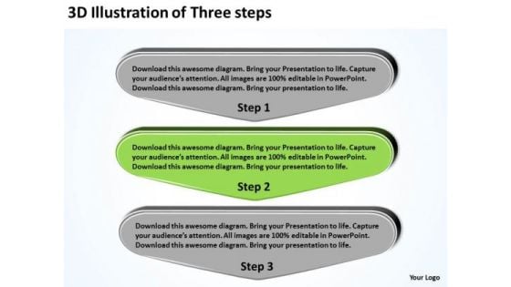3d Illustration Of Three Steps Basic Business Plans PowerPoint Slides