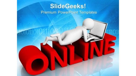 3d Image Of Man Working Online PowerPoint Templates Ppt Backgrounds For Slides 0813