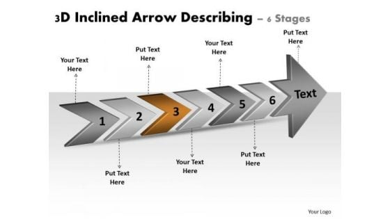 3d Inclined Arrow Describing 6 Stages Ppt Electrical Design PowerPoint Templates
