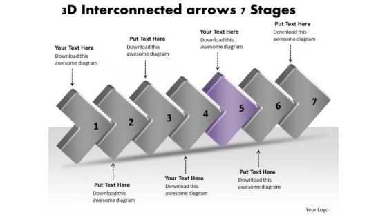 3d Interconnected Arrows 7 Stages Business Electronic Circuit Design PowerPoint Templates