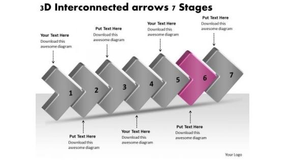 3d Interconnected Arrows 7 Stages Ppt How To Create Flow Chart PowerPoint Slides