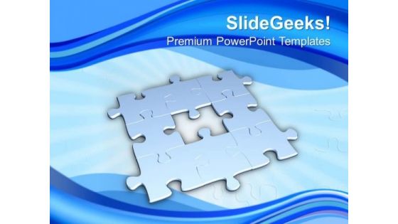 3d Jigsaw Puzzle On Blue Background PowerPoint Templates Ppt Backgrounds For Slides 0313