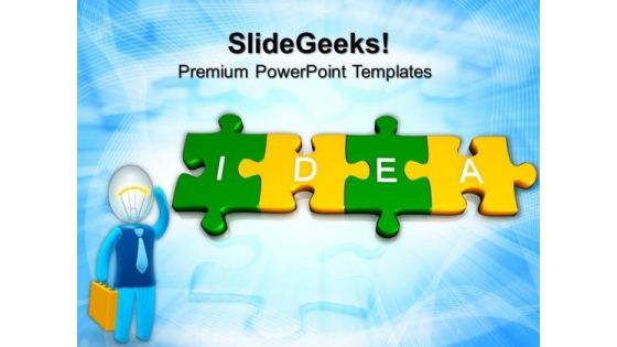 3d Jigsaw Puzzle Pieces With Idea Business PowerPoint Templates And PowerPoint Themes 0912