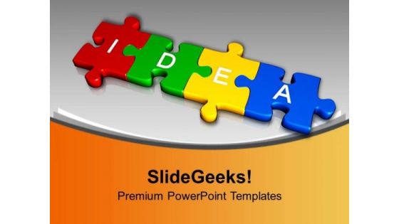 3d Jigsaw Puzzle Pieces With Idea Business PowerPoint Templates Ppt Backgrounds For Slides 0113