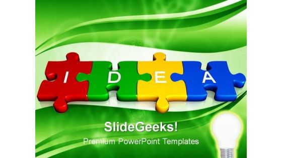 3d Jigsaw Puzzle Pieces With Idea PowerPoint Templates And PowerPoint Themes 1012