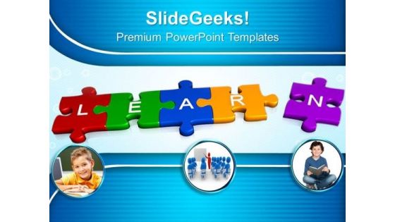 3d Jigsaw Puzzle Pieces With Learn PowerPoint Templates And PowerPoint Themes 1012