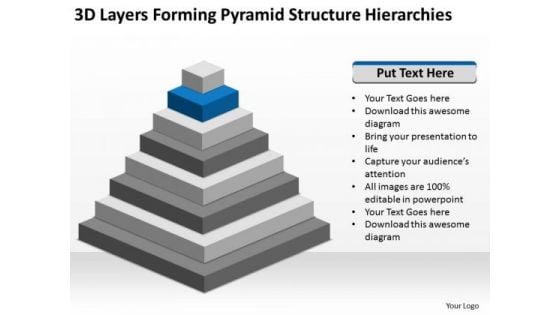 3d Layers Forming Pyramid Structure Hierarchies Business Plan Templet PowerPoint Templates