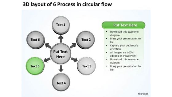 3d Layout Of 6 Process In Circular Flow Ppt Chart PowerPoint Templates