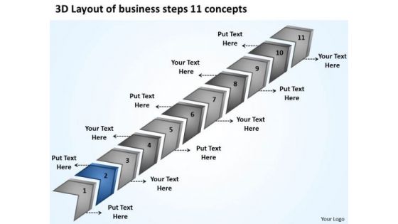 3d Layout Of Business Steps 11 Concepts Written Plan PowerPoint Templates