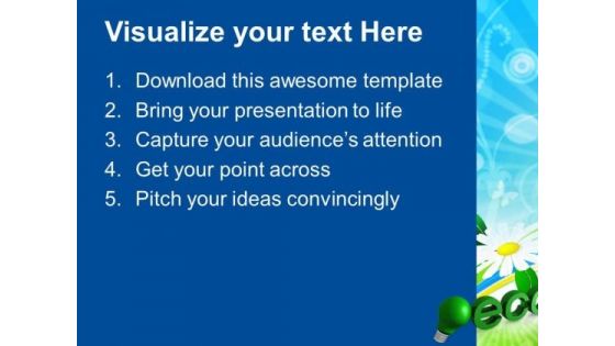 3d Light Bulb With Word Eco Environment PowerPoint Templates And PowerPoint Themes 1012