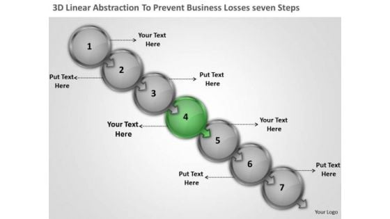 3d Linear Abstraction To Prevent Business Losses Seven Steps Flow Chart Maker Free PowerPoint Slides