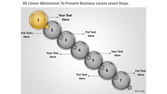 3d Linear Abstraction To Prevent Business Losses Seven Steps Freeware Flowchart PowerPoint Templates