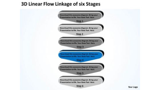3d Linear Flow Linkage Of Six Stages Competitive Business Plan PowerPoint Slides