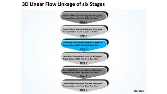 3d Linear Flow Linkage Of Six Stages Ppt Marketing Plan PowerPoint Templates