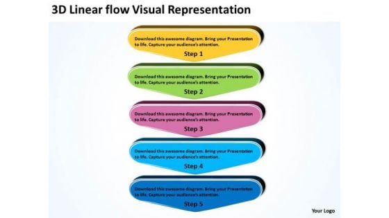 3d Linear Flow Visual Representation Business Tech Support PowerPoint Slides