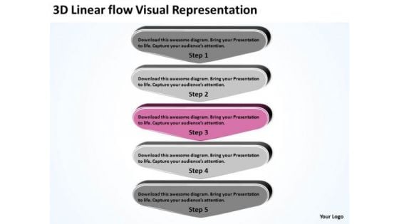 3d Linear Flow Visual Representation Ppt Free Business Plan Writer PowerPoint Templates