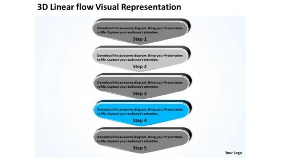 3d Linear Flow Visual Representation Short Business Plan Template PowerPoint Templates