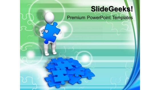 3d Man And Puzzle Success PowerPoint Templates And PowerPoint Themes 0912