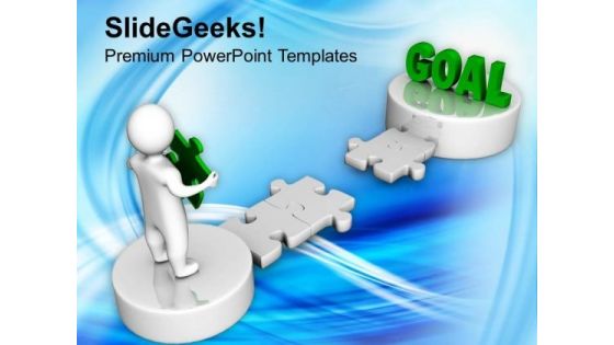 3d Man And Puzzle With Goal PowerPoint Templates Ppt Backgrounds For Slides 0213