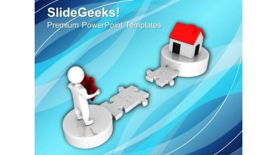 3d Man And Puzzle With Real Estate PowerPoint Templates And PowerPoint Themes 1012