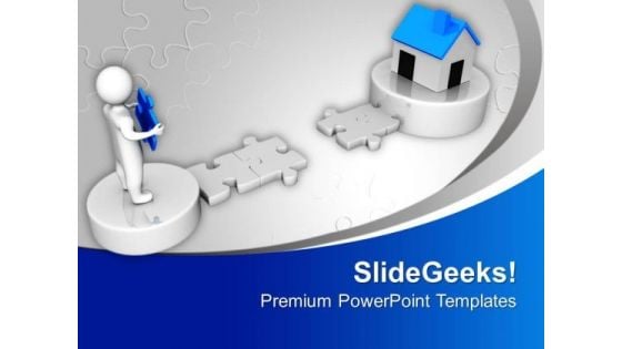 3d Man And Puzzle With Realestate PowerPoint Templates Ppt Backgrounds For Slides 0213