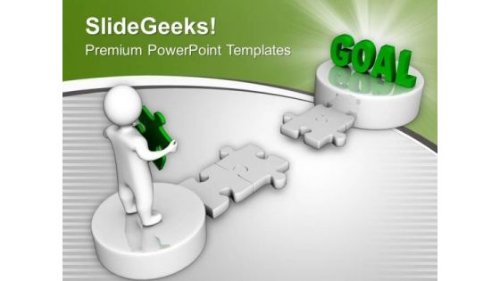 3d Man And Puzzle With Word Goal PowerPoint Templates Ppt Backgrounds For Slides 0213