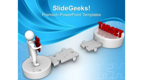 3d Man And Puzzle With Word Target Business PowerPoint Templates And PowerPoint Themes 1012