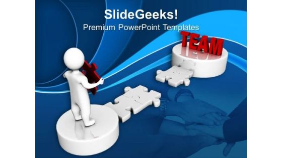 3d Man And Puzzle With Word Team PowerPoint Templates Ppt Backgrounds For Slides 0213