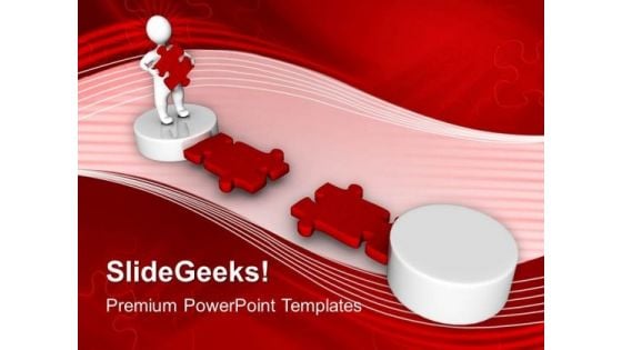 3d Man And Red Puzzle PowerPoint Templates And PowerPoint Themes 1012