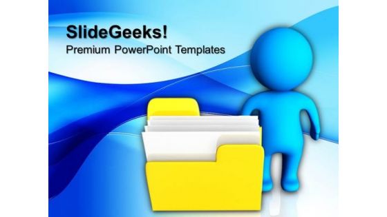 3d Man And Yellow Folder Computer PowerPoint Templates And PowerPoint Themes 0912