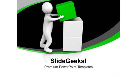 3d Man Arranges Cubes In Place Business PowerPoint Templates Ppt Backgrounds For Slides 0213