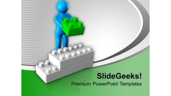 3d Man Arranges Lego Blocks Business PowerPoint Templates Ppt Backgrounds For Slides 0213