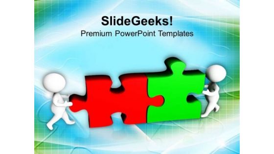 3d Man Assembling Business Puzzle Pieces PowerPoint Templates Ppt Backgrounds For Slides 0413