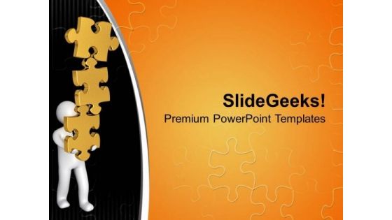 3d Man Balancing Puzzles On Hands PowerPoint Templates Ppt Backgrounds For Slides 0713