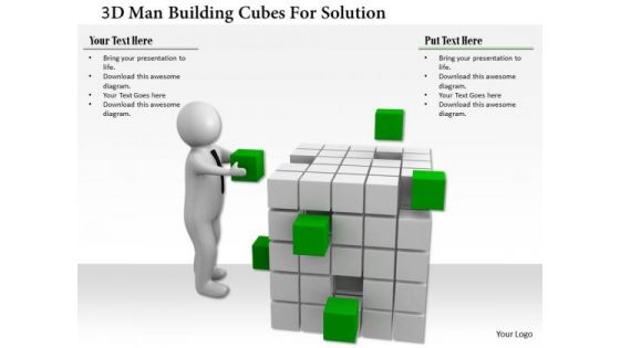 3d Man Building Cubes For Solution