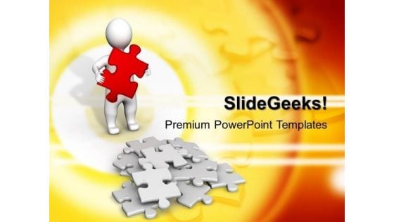 3d Man Carry A Red Puzzle Business PowerPoint Templates And PowerPoint Themes 1012