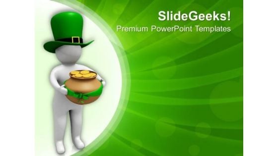 3d Man Carrying Pot Of Gold Coins PowerPoint Templates Ppt Backgrounds For Slides 0313