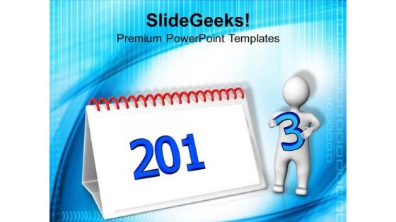 3d Man Completing Calendar Of 2013 Business PowerPoint Templates Ppt Backgrounds For Slides 1212