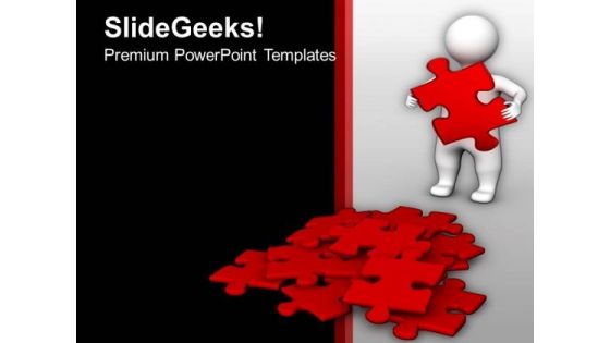 3d Man Finding Red Puzzles Solution PowerPoint Templates Ppt Backgrounds For Slides 1212