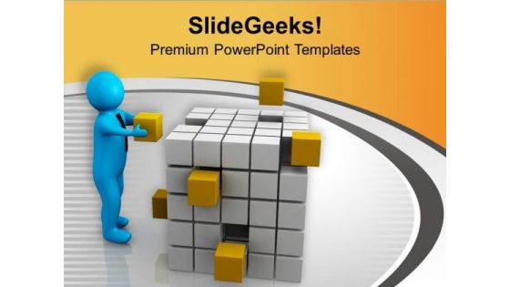 3d Man Fixing Yellow Cubes PowerPoint Templates Ppt Backgrounds For Slides 0713