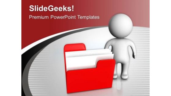 3d Man Giving Information Of Folder PowerPoint Templates Ppt Backgrounds For Slides 0213