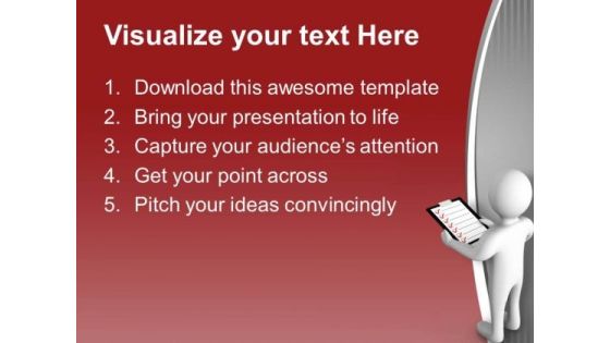 3d Man Holding Checklist PowerPoint Templates Ppt Backgrounds For Slides 0713 Slide02