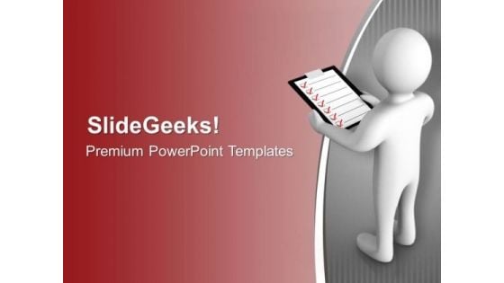 3d Man Holding Checklist PowerPoint Templates Ppt Backgrounds For Slides 0713