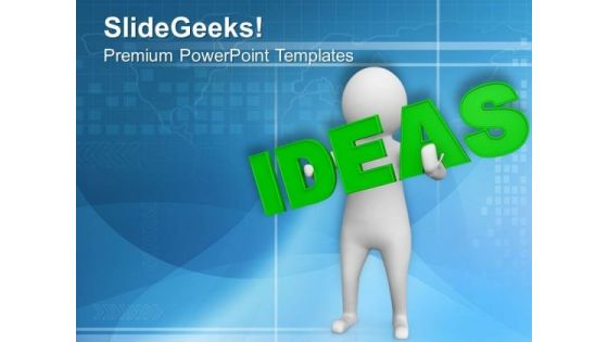 3d Man Holding Ideas Text PowerPoint Templates Ppt Backgrounds For Slides 0713