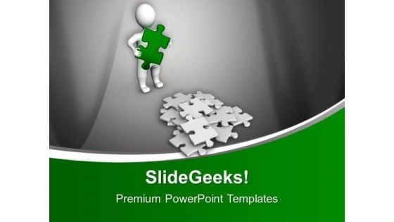 3d Man Holding Solution Puzzle Business PowerPoint Templates Ppt Background For Slides 1112