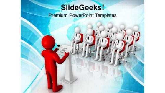 3d Man Making A Formal Announcement PowerPoint Templates Ppt Backgrounds For Slides 0713