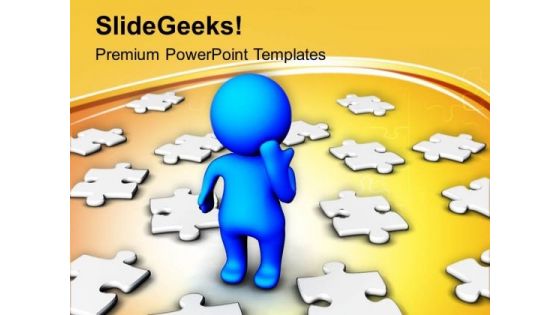 3d Man Making Decision With Puzzle PowerPoint Templates Ppt Backgrounds For Slides 0413