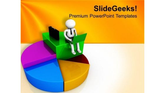 3d Man On A Colorful Pie Chart PowerPoint Templates Ppt Backgrounds For Slides 0713