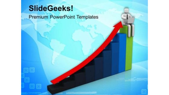 3d Man On Bar Graph PowerPoint Templates Ppt Backgrounds For Slides 0813