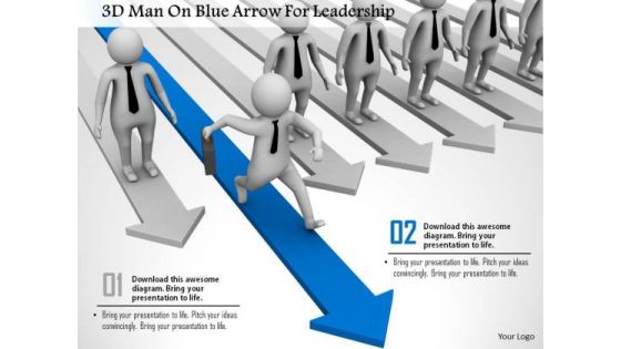 3d Man On Blue Arrow For Leadership